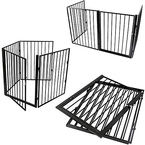 Barn expanderbar säkerhetsgrind öppen spis skyddsgaller, justerbart och mobilt husdjursstaket, 4 st svart säkerhetsstaket 240 x 2,5 x 75 cm