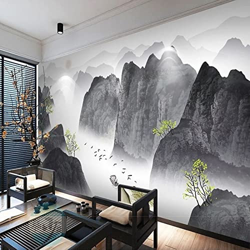 XAONUO Fumée Papier Peint Photo 3D Optique Fumée Montagnes Nature Trompe L Oeil | Déco Mural Tableaux Muraux Photo 250X175Cm Mural Décor Motif Poster Géant Stickers Muraux Optique Fond Effet