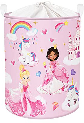 Clastyle Schick Einhorn Prinzessin Elf Mädchen Wäschekorb für Kinder Wasserdicht Spielzeug Kleidung Würfel Aufbewahrungskorb für Kinderzimmer (36 * 45 cm, Prinzessin)