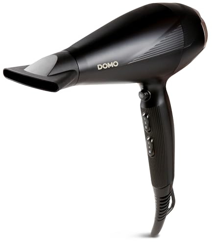 DOMO DO1093HD Haartrockner - Föhn Inklusive Professioneller Styling-Aufsatz - 2 Gebläsestufen - 3 Temperaturstufen - Coolshot Funktion - 2100W - Schwarz