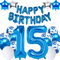 15. Geburtstagsdeko Junge, Luftballon 15 Geburtstag Blau, 15. Geburtstag Dekoration Blau, 15 Jahr Geburtstagsdeko Blau, Luftballon 15 Geburtstag für Mädchen Jungen 15 Jahr Party Deko
