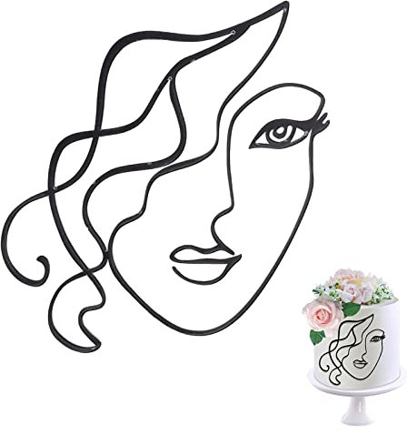 Comioke Torten Topper, Torten Deko, Deko Gesicht, Deko Torte, Cake Topper Acryl, Tortendeko Schwarz, Acryl Cake Topper, Kuchendeko Geburtstag Frau, Face Art, Kuchen Deko Schwarz