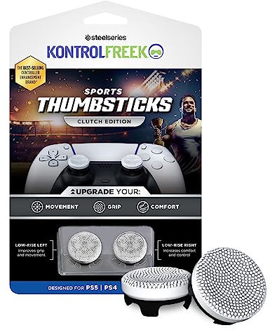 KontrolFreek Clutch pour Playstation 5, PS5 et Playstation 4, Manette PS4, joysticks performants, 2 concaves Taille Basse, Noir et Blanc