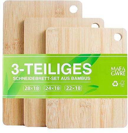 Mafagwre Ensemble De 3 Planches à Découper En Bambou Planches De Petit-déjeuner En Bambou -28x18cm / 24x18cm / 22x18cm Pour Légumes, Viande Ou Fromage- Antibactérienne Naturel
