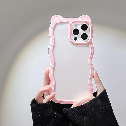 ZCDAYE Compatible with iPhone 11 Case, Cute Kawaii 3D Bear Ears Design, Clear Curly Wavy Shape Phone Case for Women Girls Soft TPU Shockproof Cover for iPhone 11 (6.1 inch), Pink