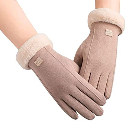 SamHeng Damen Winter Handschuhe, mit Fleece gefütterte Handschuhe weiche warme Thermo-Handschuhewinddichte Damen Telefonhandschuhe für Damen tägliches Fahren Laufen Radfahren, Kaki