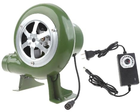 QUETHEDS Elektrischer Gebläse, Grillventilator, 100 V, 220 V, geeignet für Grill, Mini-Schmiedegebläse mit Geschwindigkeitsadapter, AC 100–240 V, Grillgebläse, 200 W, Mini-Schmiedegebläse mit K,