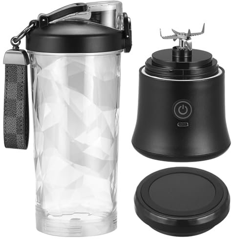 Kichvoe Blenders and Juicers Portable Shakes Travel Fruit Usb Rechargeable Mixer Cordless Juicer Fresh Juice Mixing Bottle 600ml Black Portable Fruit Blender