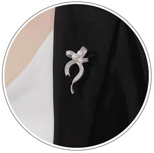 Wendalern Broche Noeud Argenté Broche Ruban Perlé Broche Noeud Perlé Épingle De Revers Ruban Métallique Vintage Broche Corsage Châle Épingle De Sécurité Bijoux De Noël Pour Femmes Et Filles