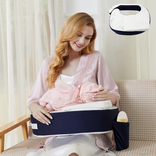 Dresime Stillkissen Klein Baby Ergonomisch Stillhörnchen mit Abnehmbarem Keilkissen Baby Keil Reflux Kissen,Anti-Rutsch,Memory Foam,Verbesserte Körperhaltung Unterstützung