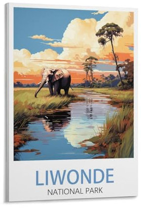 BaHeLs Liwonde National Park Malawi Vintage Reiseposter 30 x 45 cm Leinwand Wandkunst Druck Gemälde für Wanddekoration Wohnzimmer Schlafzimmer