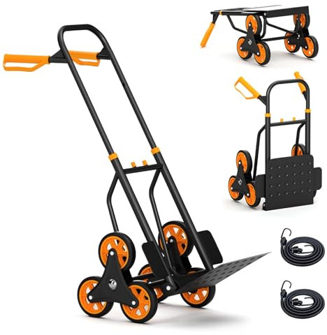 LAKEEN Treppensteigwagen und Puppe, robuste Sackkarre, 200 kg Kapazität, mit Teleskopgriff und 6 Gummirädern für Einkaufen, Umzug, Familie, Büro.
