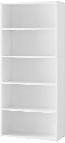 VASAGLE Bookshelf, 5-Tier Bookcase, Storage Shelving Unit, Display Shelf with Open Compartments, Adjustable Storage Shelves, for Living Room, Home Office, Bedroom, Cloud White LBC165T14