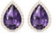Linawe Purple Earrings Studs, Imitation Diamond Stud Earrings for Women, Cubic Zirconia Teardrop Rhinestone Crystal Piercing Jewellery Rose Gold, Wedding Brial Bridesmaid Costume Earring Set