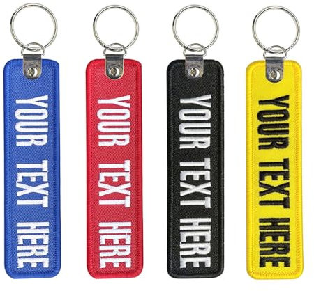 Brillianne Personalisierte Schlüsselanhänger, kundenspezifische Stickerei Jeder Text Name Geschenk Schlüsselanhänger für Männer Motorrad ATV Auto Motorroller