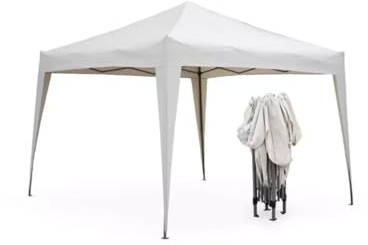 Ausziehbarer Pavillon mit Ziehharmonika, 3 x 3 m, ideal für Garten und Veranstaltungen, strapazierfähig und wasserdicht, mit praktischer Tragetasche, weiß