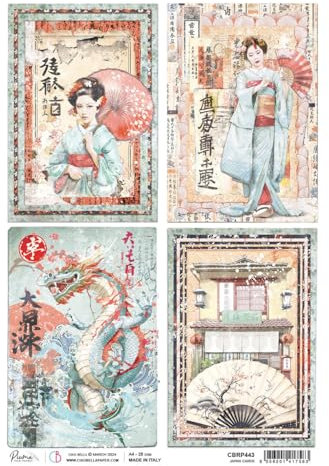 Ciao Bella soie de paille à motifs Land of the Rising Sun - cartes japonaises, papier de soie A4, papier de bricolage à motifs