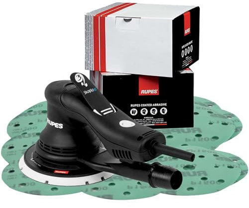 Levigatrice eccentrica elettrica BRUSHLESS Corpo professionale RUPES Bigfoot Orbita Ø 3 mm Piastra Ø 150 mm 2 confezioni da 100 dischi abrasivi RX253A/KITB