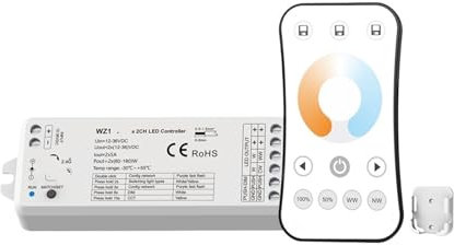 FWFDTQBSP 1 Stück LED-Dimmer 12 V 24 V 2,4 G Fernbedienung WW CW CCT LED-Lichtleisten-Controller WZ1(WZ1 and R7-1 Set)