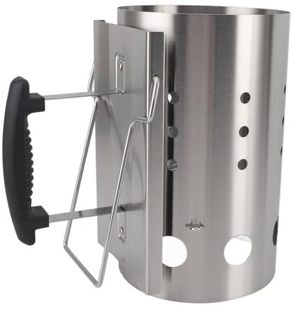 Holzkohlekamin-Starter, Holzkohlekamin, Holzkohlegrills, BBQ-Grill-Werkzeuge, Tragbares BBQ-Kamin-Starterfass aus Edelstahl für Holzkohlegrills und Grills