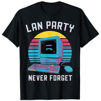 Never Forget LAN Party Nostalgisches Gaming Retro Gamer Design T-Shirt