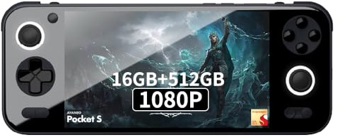 AYANEO Pocket S-6 Inches 1440P Handheld Android Game Console 2560x1440 Tablet PC Video Game Console Snapdragon G3x Gen 2 CPU 16GB/512GB (Black)