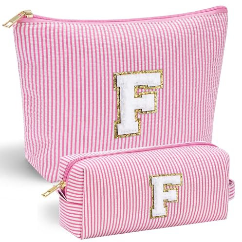 Parima Borsa cosmetica da donna e ragazza, 2 pezzi da viaggio, beauty case, per ragazze, con lettere personalizzate, per cosmetici, regalo di compleanno per donne, ragazze, fidanzate, mamma, Colore