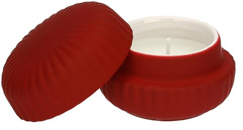 rituali domestici - Rote Kerze mit Keramikdeckel, 8 x 8 cm, Tiefe 5,3 cm, Kollektion Sofficeluce
