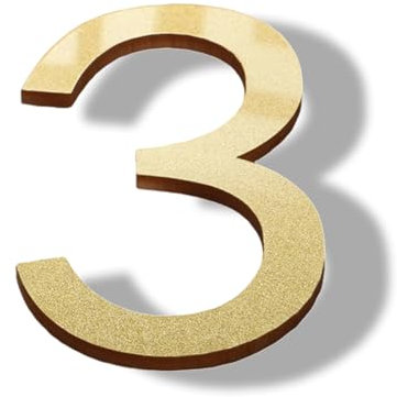 Golden Self Adhesive House Numbers, 3 Inch Stick on Door Numbers Stickers for Front Door, Mailbox, Apartment Hotel, Durable and Easy to Install Door Number Stickers (Golden) (3)