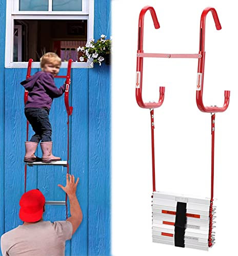 BLYXINVORA Fluchtstrickleiter zum Klettern zu Hause, Feuerleiter und Balkon, Wiederverwendbare Notleitern mit Einer Tragkraft von bis zu 450 kg, Metallleiter für Kinder und Erwachsene, 7,5 m/