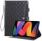 Rosbtib Case for Xiaomi Redmi Pad SE 11 Inch 2023, Checkered Embroidered PU Leather Case with Hand Strap, Stand and Magnetic Closure for Redmi Pad SE 2023 Model 23073RPBFG, Black