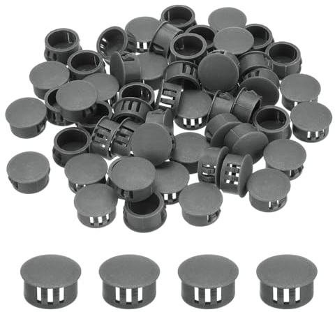 QUARKZMAN 64Pcs 20mm(13/16) Gris Foncé Bouchon Plastique pour Trou, Cache Trou Meuble de Panneau de Type Encastré, Embouts d'Insertion pour Tubes de Trou, Pieds Tubulaires de Chevalet