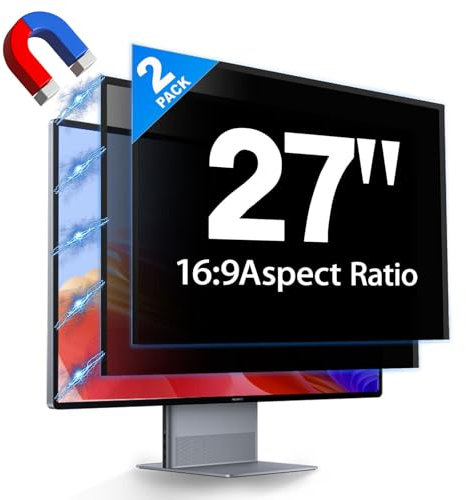 JEAPKA 2 Pack Hidden Design Magnetic Computer Privacy Screen Filter 27 inch for Frameless Monitor 16:9 Widescreen, Removable Anti Blue Light Privacy Shield, Anti-Glare Protector