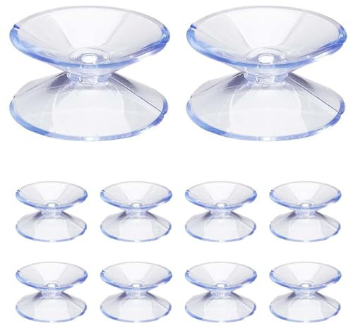 CATOR Ventouses Double Face, 10 Pièces 4 cm Ventouses Transparentes, Extra Fortes PVC Plastique Suspension Rideau Isolant Ventouse pour Miroir De Table En Verre, Miroir de fenêtre de salle