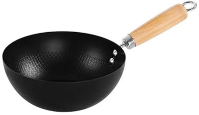 Partita Para El Wok De Hierro Fundido, Woks Con Mango De Rayos-refrigeradores, Sartenes Salteados De Fondo Plano Para Cocinar La Cocina, Utensilios De Cocina Para Cocineros De(Size:22CM,Color:no tapa)
