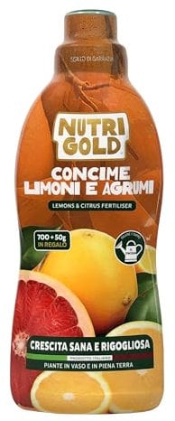 NutriGold® concime Agrumi | Fertilizzante per Limoni, Arance, Mandarini e Pompelmi - Formula Ricca di Azoto, Fosforo e Potassio - Nutrienti Specifici per Agrumi in Terra o Vaso - 700g + 50g Omaggio