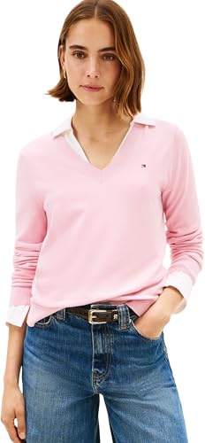 Tommy Hilfiger Pullover Donna Jersey V-Neck Pullover in Maglia
