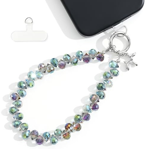 Cordon Téléphone Portable Chaîne Bijoux Cristal avec Boîte, Dark Purple | Bracelet Téléphone pour Femme, Accessoire Téléphone Portable pour Étui, Usage Quotidien, Shopping et Voyage