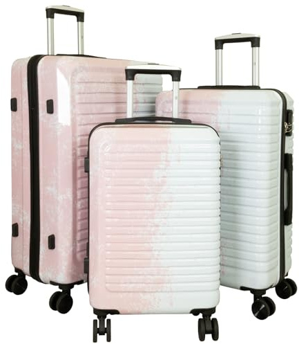 Monopol Reisekoffer und Kofferset 3tlg Hartschale Sierra Weiss-pink (Kofferset 3-teilig)