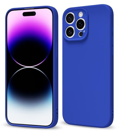 Svaove for iPhone 14 Pro Max Phone Case Liquid Silicone, Thin Ultra Slim Minimalist Phone Cover, Girly Cute Plain Bright Solid Color Matte Soft Rubber Jelly Gel Plastic TPU Bumper, Royal Blue