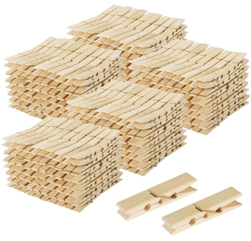HONYUET 500 Pack 6.1 x 1.1cm Large Wooden Craft Pegs, Wood Bamboo Clothespins for Washing Laundry Craft Photo