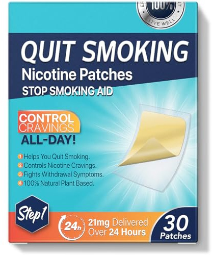 Nicotine Patches Step1, 21mg Delivered Over 24 Hours, 30Pcs Quit Smoking Patches to Help Quit Smoking, Stop Smoking Aid for Adults