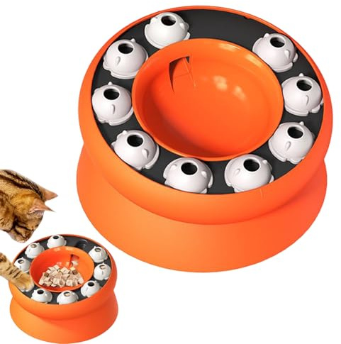 Mangeoire Anti-Glouton pour Chat | Distributeur de Nourriture Rotatif Anti-Glouton,Accessoire Ludique pour Ralentir Manger Rapide Chaton d'Intérieur Extérieur Maison Voyage