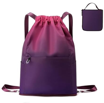 RisePlus Turnbeutel Damen Herren Kinder, Wasserdichter Sportbeutel mit Kordelzug, Faltbar & Große Kapazität, Kordelzugbeutel für Fitness, Schwimmen, Reisen, Sportrucksack in Verschiedenen Farben