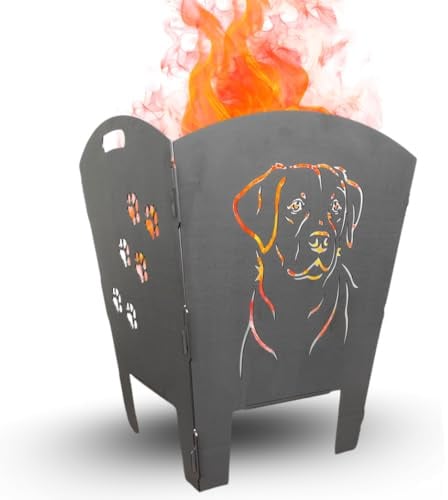 Terma Stahldesign Edelrost Feuerkorb Bogen Labrador massiv Metall Feuerstelle Handmade Germany wetterfest Gartendeko Geschenkidee