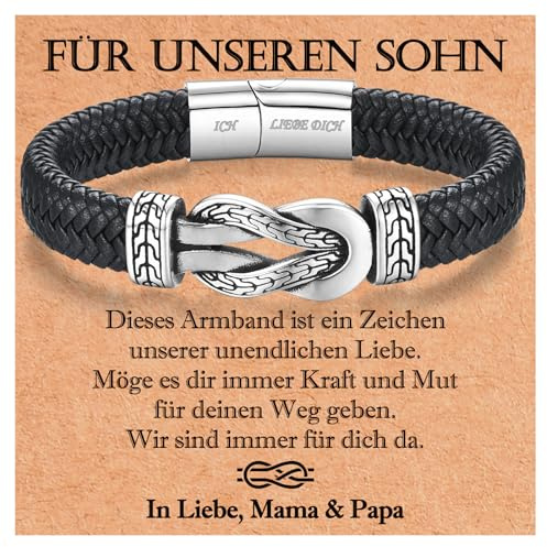 USEEDOVIA Lederarmband Geschenke für Sohn/Papa/Schatz Armband Leder Edelstahl Magnetverschluss mit Ich Liebe Dich Gravur Weihnachten Geburtstagsgeschenk