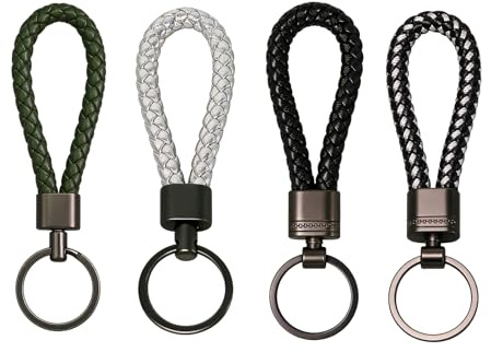 xiongWeiLai 4PCS Geflochtener Schlüsselanhänger aus Leder und Segeltau, Schlüsselanhänger Kordel geflochten mit Anker-Design, langlebiges geflochtenes Leder Set für Männer Frauen Auto Haus