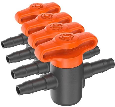 Gardena Micro-Drip-System Robinet d’arrêt 4,6 mm (3/16 pouce): pour la régulation ou l’arrêt sur chaque tuyau, réglable en continu, contenu: 2 pièces (13217-20) (Lot de 4)