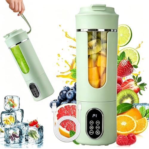 Portable Blender, 530ml Personal Blender USB Rechargeable, Mini Blender for Smoothie, Fruit Juice, Strong Cutting Power with 12 Blades, Cordless Juicer Cup for Gym Office Travel