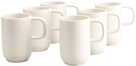 CreaTable, Uno Offwhite, 6-teiliges Kaffeebecherset aus Steinzeug